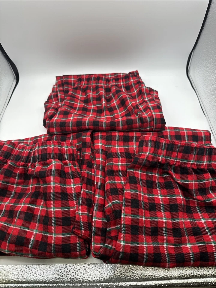 批量 Three Land’s End 男孩睡衣裤 红色格子 18 码 二手状况完好 31 英寸 内缝 — 第 1/4 张图片