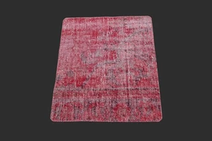 ROSA Türkischer Oushak Teppich 2x2 Vintage Handarbeit Anatolisch Kleine Fußmatte Kelim - Bild 1 von 9