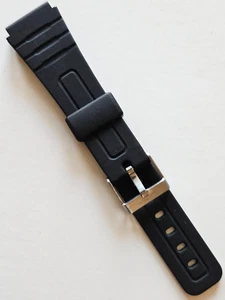 18 mm - schwarzes Kautschuk Uhrenarmband / wasserdicht (silberne Edelstahlschließe) - Bild 1 von 3