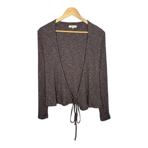 Madewell Cardigan mit Bindeband vorne geripptes Strickoberteil meliert grau Damengröße Medium - Bild 1 von 7
