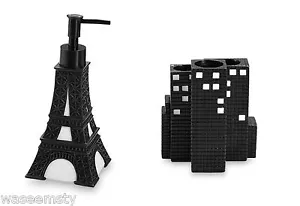 Postal Viaje París Torre Eiffel Nueva York Baño Accesorio Juego Soporte para Cepillo de Dientes - Imagen 1 de 1