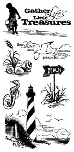 Down by the Seaside Beach Clear Acrylic Stamp Set by Inkadinkado 60-30059 NEW! - Picture 1 of 2
