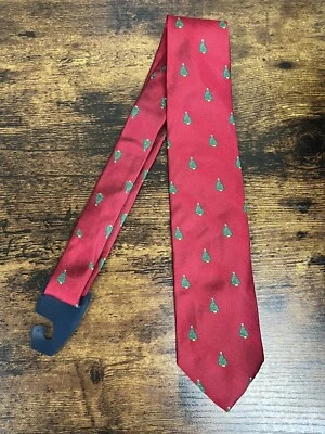 Brooks Brothers 红色领带绿色圣诞树 100% 真丝男式领带 58 — 第 1/4 张图片