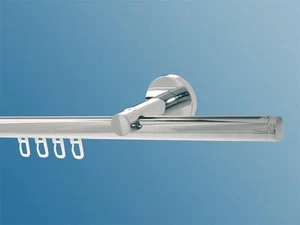 Moderna barra de cortina cromo brillo sistema de funcionamiento interior 20 mm tapa cromada al ras - Imagen 1 de 1