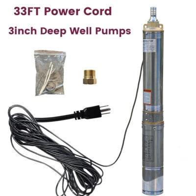 Bomba sumergible de pozo profundo de 3/4 HP, 3'', 115 V, 13 GPM, 247 pies MAX, 60 Hz, 1,25 pulgadas NPT Foto 1 de 4