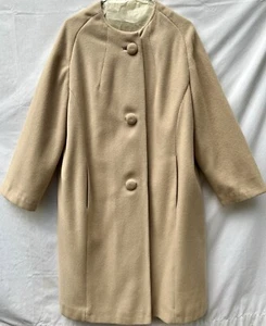 Abrigo vintage para mujer Carol Brent 100 % cachemir puro beige forro de seda - grande - Imagen 1 de 14