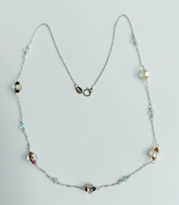 collana in argento 925 con vetro di Murano pietre colorate Spinello e zirconia   - Immagine 1 di 3
