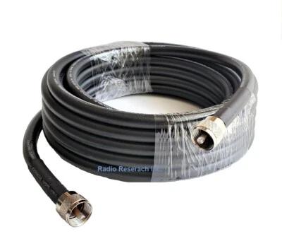 50' ft RG213 RF Coaxial Cable Assembly Jumper Double Shield PL259 Connectors - Image 1 of 3