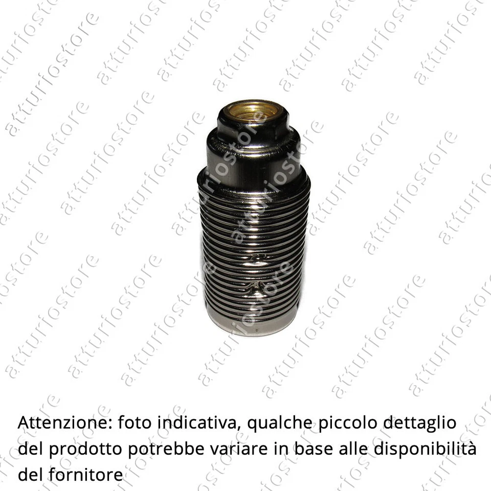 Portalampada E14 in metallo argento con filettatura per ghiera H5cm Ø2,5cm - Immagine 1 di 1