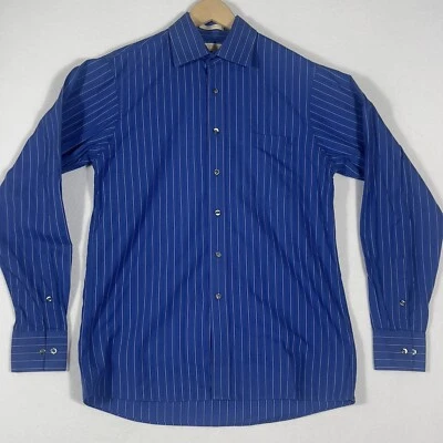 Camisa Michael Kors Abotonada Para Hombre M 15.5 36/37 Azul Manga Larga Algodón Rayas. Foto 1 de 4