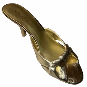 Vintage 90s Nine West Heels 7M US New Roussy Golden Glow Open Toe NEW - Picture 1 of 14