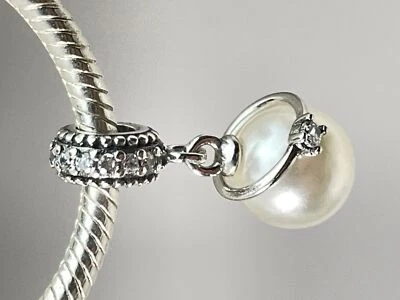 Charm Anhänger Charms Perle Ring Zirkon Silber 925 Silber - Bild 1 von 4
