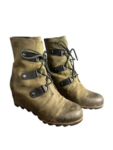 Sorel Size 11 Joan of Arctic Wedge II Quarry Green Grey Black Booties B21 - Picture 1 of 9