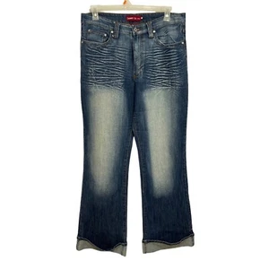 JENNY JO Dark Hi-Rise Jeans Juniors 17/18 Distressed Cuffs Whitewash Whiskering - Picture 1 of 20