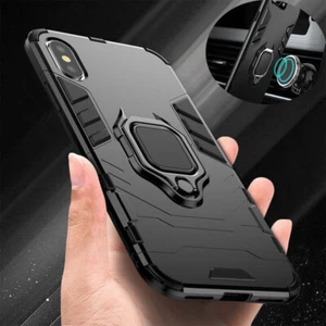 Case For iPhone SE 11 12 XR 7 8 Hybrid Armor Magnetic Ring Stand Slim Hard Cover - Picture 1 of 15