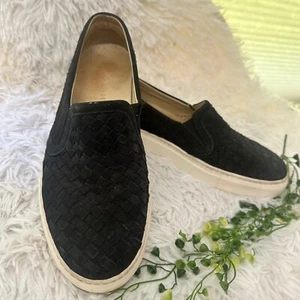 M. Gemi Cerchio Women's Woven Suede Sneaker Black Leather US 8.5 Slip On EU 39 - Picture 1 of 7