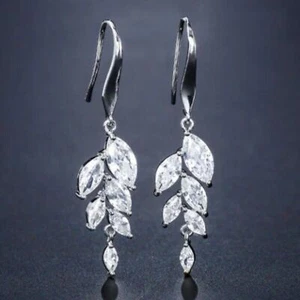 Pendientes Colgantes Hoja Aubrey Formales Boda Elegantes, PLATEADOS - Imagen 1 de 3