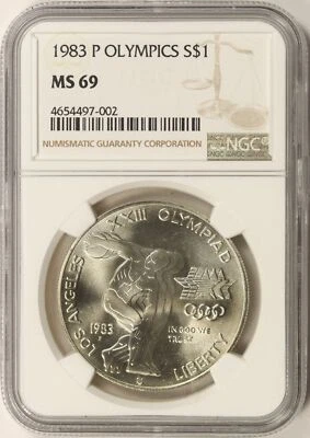 1983-P Olympics $1 Commemorative Dollar NGC MS69 - Image 1 of 4