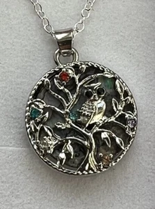 Collar Búho Plata de Ley 925 Cadena Colgante Navidad Regalo En Caja - Imagen 1 de 7
