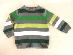 Crew Neck Sweater Pullover 24mos Long Sleeve Gray Green Stripes Children's Place - Picture 1 of 8