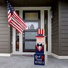 Glitzhome 24“H Double-Side Wooden July Fourth Easter Porch Sign Patriotic Decor 
