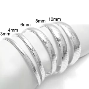 Elegante pulsera Omega de plata esterlina 925 7"" u 8"" 3 mm 4 mm 6 mm 8 mm o 10 mm - Imagen 1 de 26