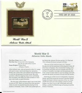 World War II--Airborne Units Attack--1st day issue-Golden Replica - Picture 1 of 1