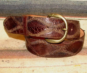Cinturón de Vestir Occidental Vintage Marrón Genuino Lagarto/Cuero Talla 30 Nuevo - Imagen 1 de 1