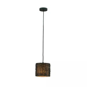 Uttermost 21832 Knotted Rattan Shade Mini Hanging Pendant Light Espresso Finish - Picture 1 of 6