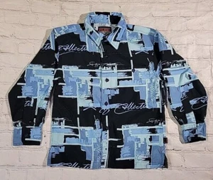 Fubu Collection Dress Shirt Kids Size 5 Medium Blue/Black Streetwear Button Up - Picture 1 of 15