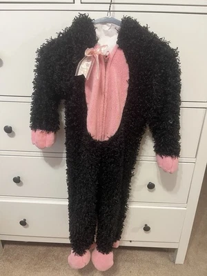 Disfraz de gato negro difuso juvenil XS con lazo rosa cremallera Foto 1 de 4