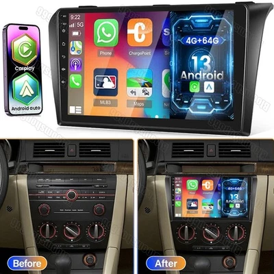 Android 13.0 For Mazda 3 2004-2009 Car Radio Stereo GPS Navi Wifi CarPlay 4+64GB - Image 1 of 4