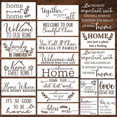 Keluna Welcome Home Stencils, 20 Pcs Large Sweet Home Plastic Template Letters f - Image 1 of 4