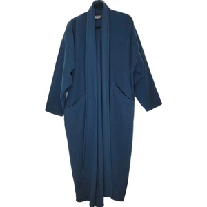 Cardigan spolverino cappotto kimono lana bollita lungo Eileen Fisher vintage verde acqua 3X USA - Foto 1 di 16