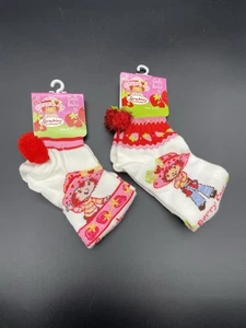 2 pares de calcetines Strawberry Shortcake 2003 para niñas talla 6-8 1/2 tacón Berry - Imagen 1 de 2
