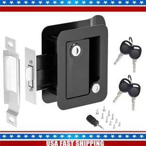 Black RV Door Lock with Paddle Deadbolt Camper Door Lock for Travel Trailers - Picture 1 of 11
