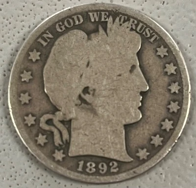 1892 S Barber Half Dollar Key Date  free shipping - Image 1 of 4