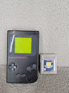 Nintendo Game Boy originale Play It Loud nero con gioco e orologio gioco testato - Foto 1 di 10