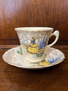 Vintage James Kent Longton, Crinoline Lady Tea Cup & Saucer - Imagen 1 de 7