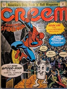 Creem Magazine April 1973 Spider-Man, Marvel, Gary Glitter, Stones, Alvin Lee - Picture 1 of 18