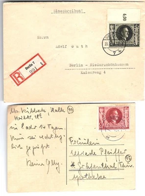 WW2 WWII German Third Reich two  used card/ cover 1944/45 - Image 1 of 2