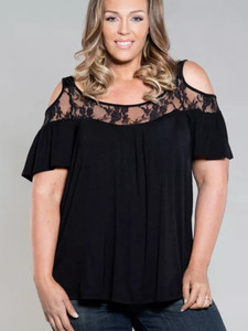 Lace Plus Size Cold Shoulder Sleeve 