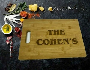 Large Cutting Cheese Charcuterie Board 14"x10" Engraved Bamboo Wood Personalized - Picture 1 of 12