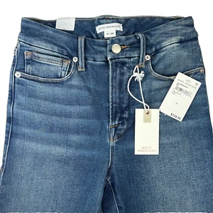Good American Good Legs Straight Jeans GLSSBP380T Indigo332 Größe 0 Neu mit Etikett - Bild 1 von 11