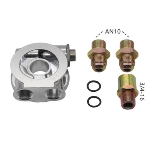 3/4-16 UNF Oil Filter Sandwich Plate +Thermostat Adapter AN10 Fitting Oil Cooler - Picture 1 of 9