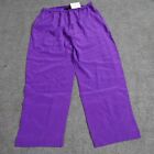 Bob Mackie Womens Pants 1X Purple Pull On Wide Leg 100% Silk NEW