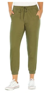 Gap Women's Elastic Waistband Twill Jogger Pants With Pockets Color: Clover - Picture 1 of 2