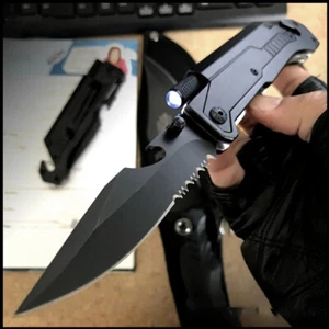 Black EDC Assisted LED Multifunction Open Pocket Knife Survival MULTI TOOL Gift~ - Picture 1 of 17