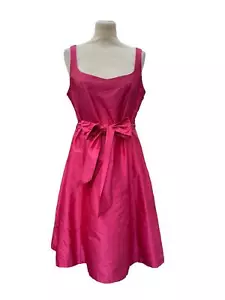 Coast Fuscia 100% Silk Pink Netted Knee length Prom Dress Size 12 - Picture 1 of 7