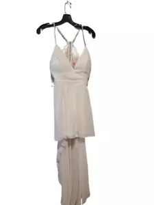 Vestido para mujer blanco alto bajo esmeralda helado talla pequeña encaje cremallera - Imagen 1 de 7